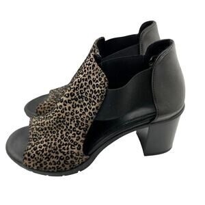 The Flexx Ticket To Ride Leopard Leather Heel Sandal Size 39 8 NWOB